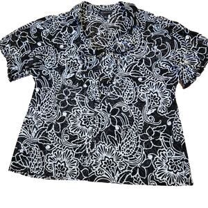 I-N-C Women's Career Dressy Top Floral Stretch Chiffon Ruffles Short Slvs Sz 3X